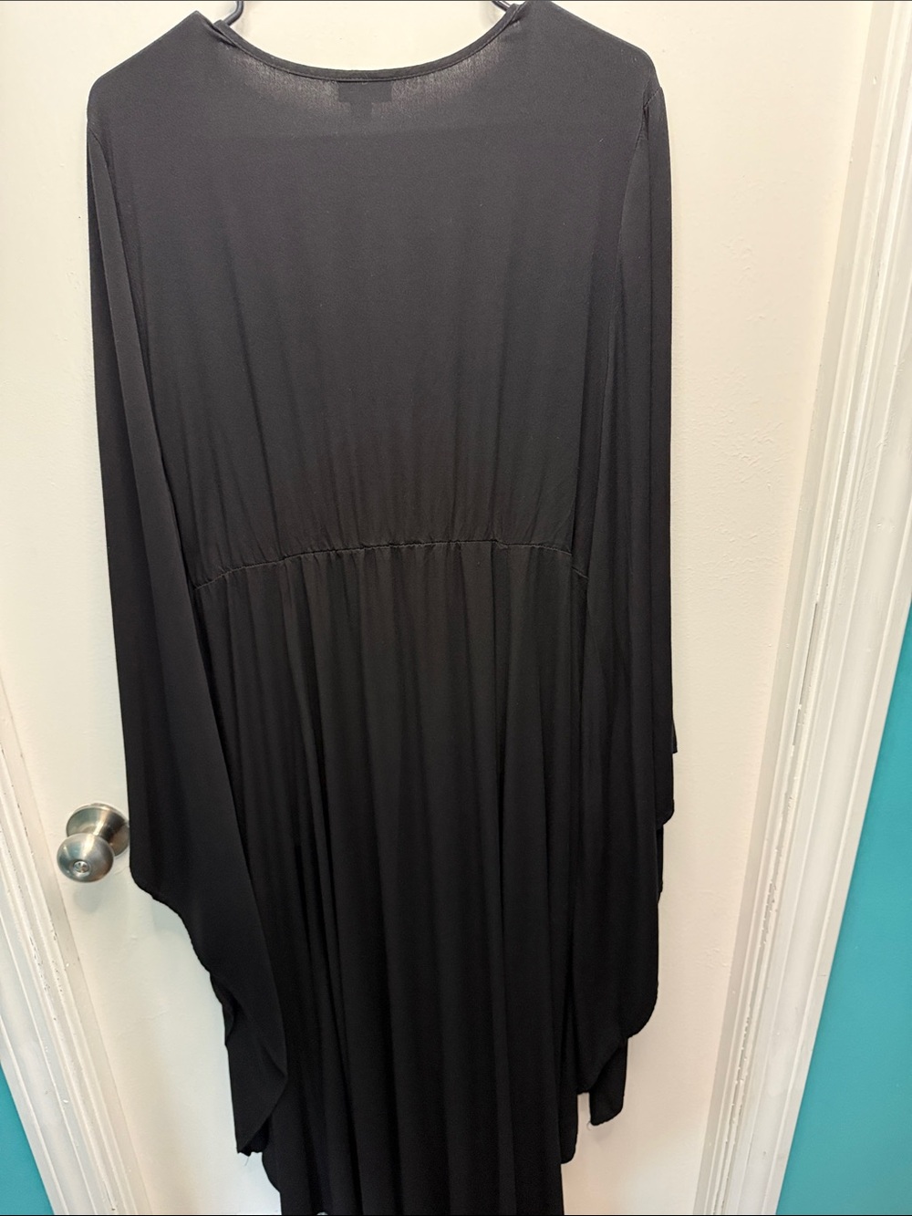Flowy Lace-Up Witchy Black Dress - Picture 6 of 7